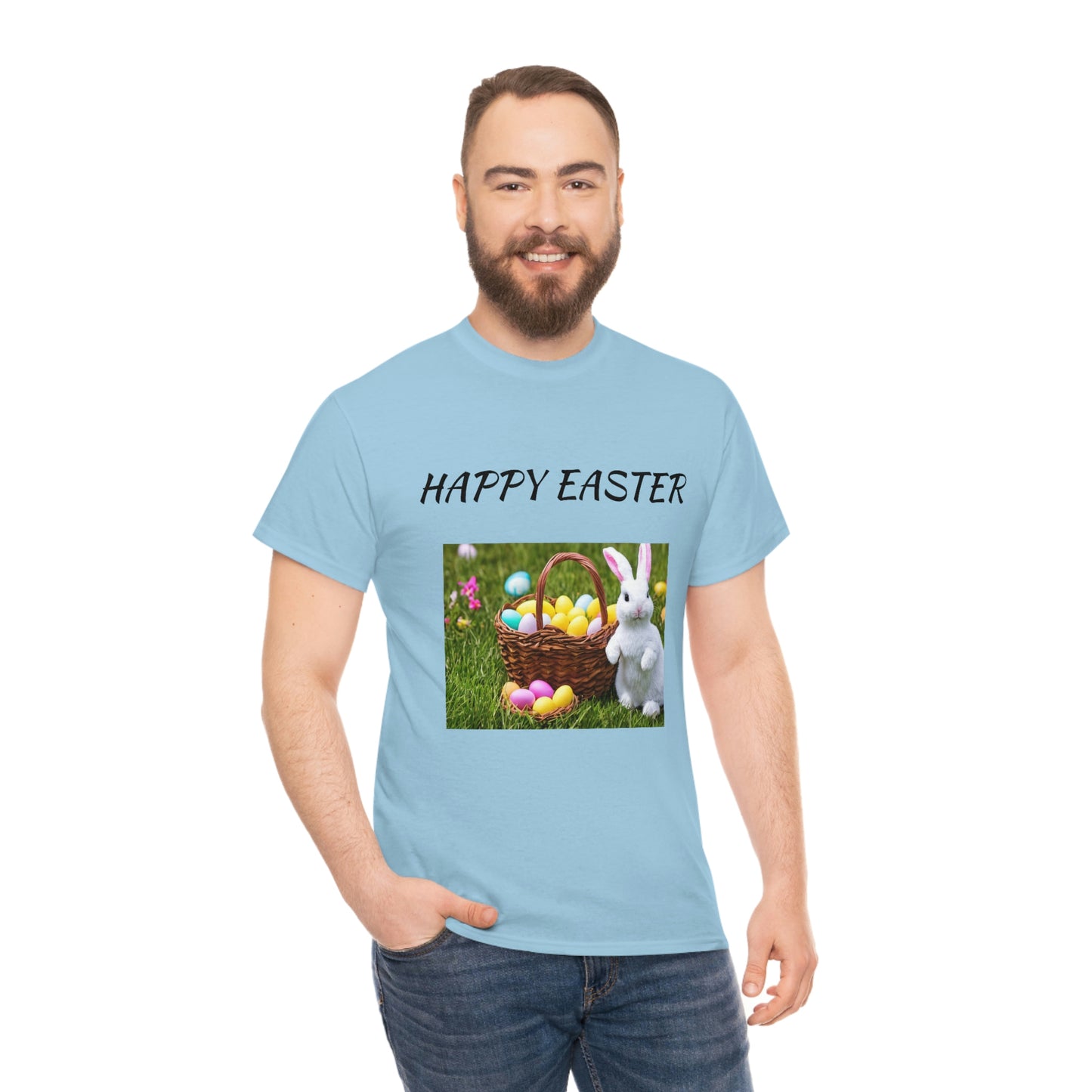 Happy Easter T-Shirt with Bunny and Colored Eggs