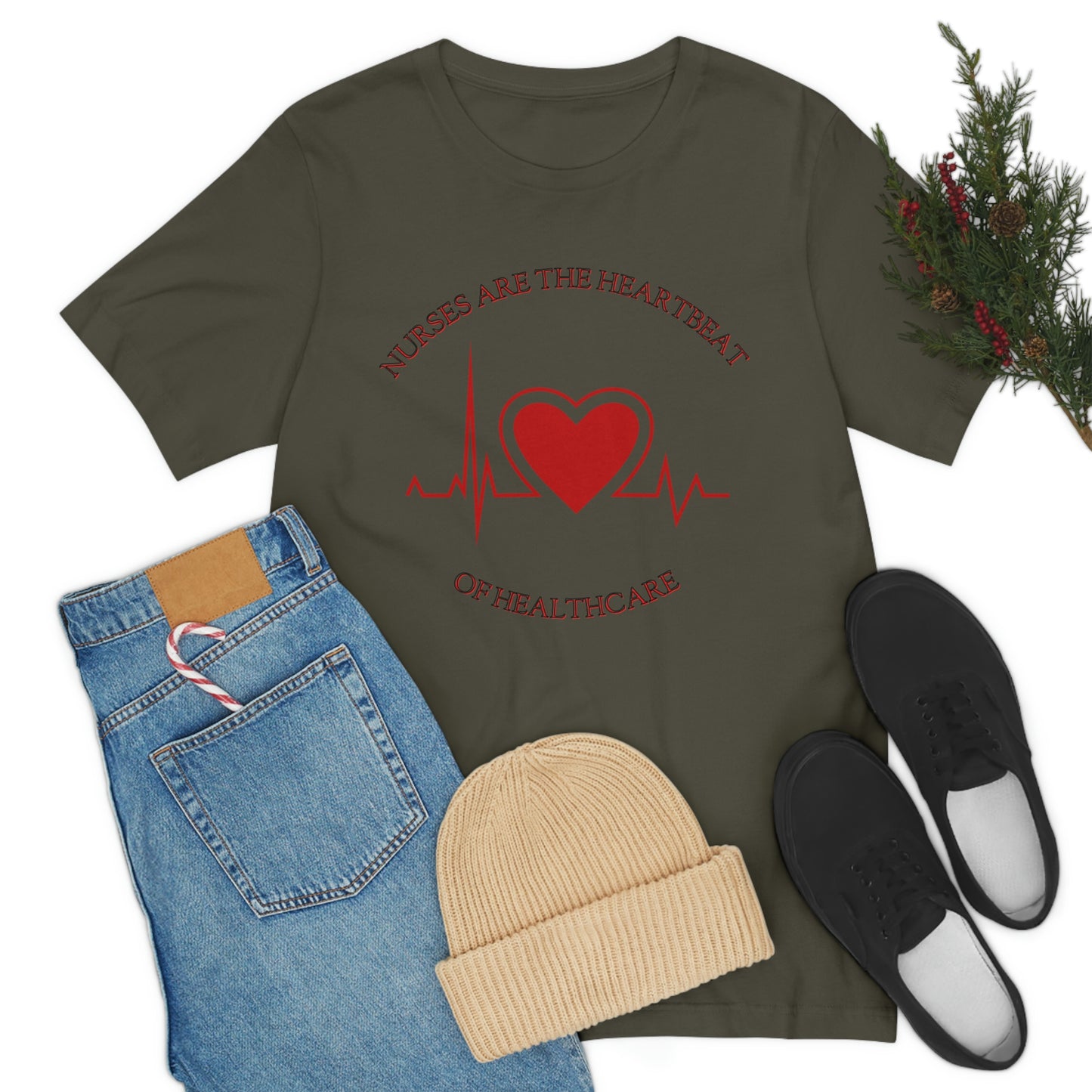 Unisex Jersey Short Sleeve Tee for Nurse, gift for nurse, nurses are the heartbeat for healthcare, heartbeat, nurse valentine gift