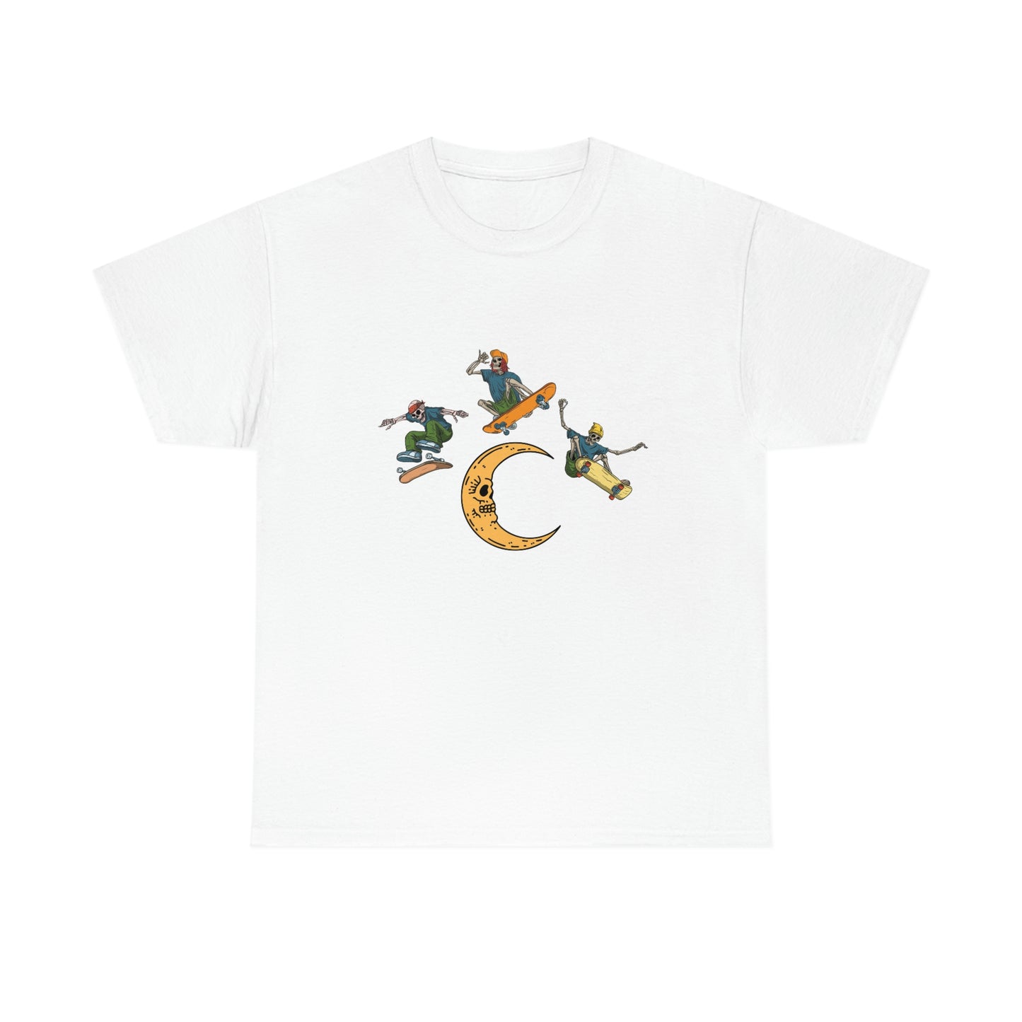 Skateboarding Skeletons Crescent Moon T-Shirt