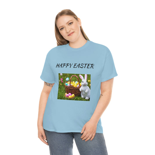 Happy Easter T-Shirt with Bunny and Colored Eggs