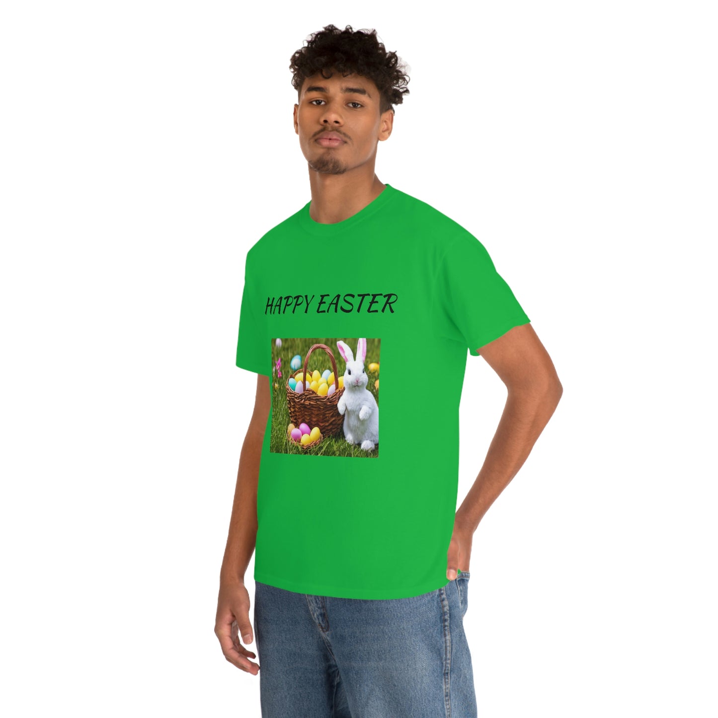 Happy Easter T-Shirt with Bunny and Colored Eggs