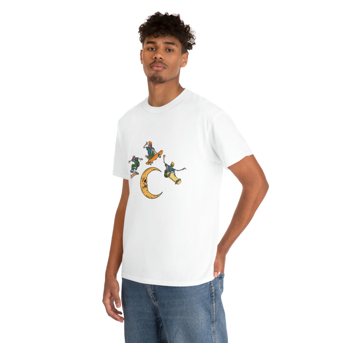 Skateboarding Skeletons Crescent Moon T-Shirt