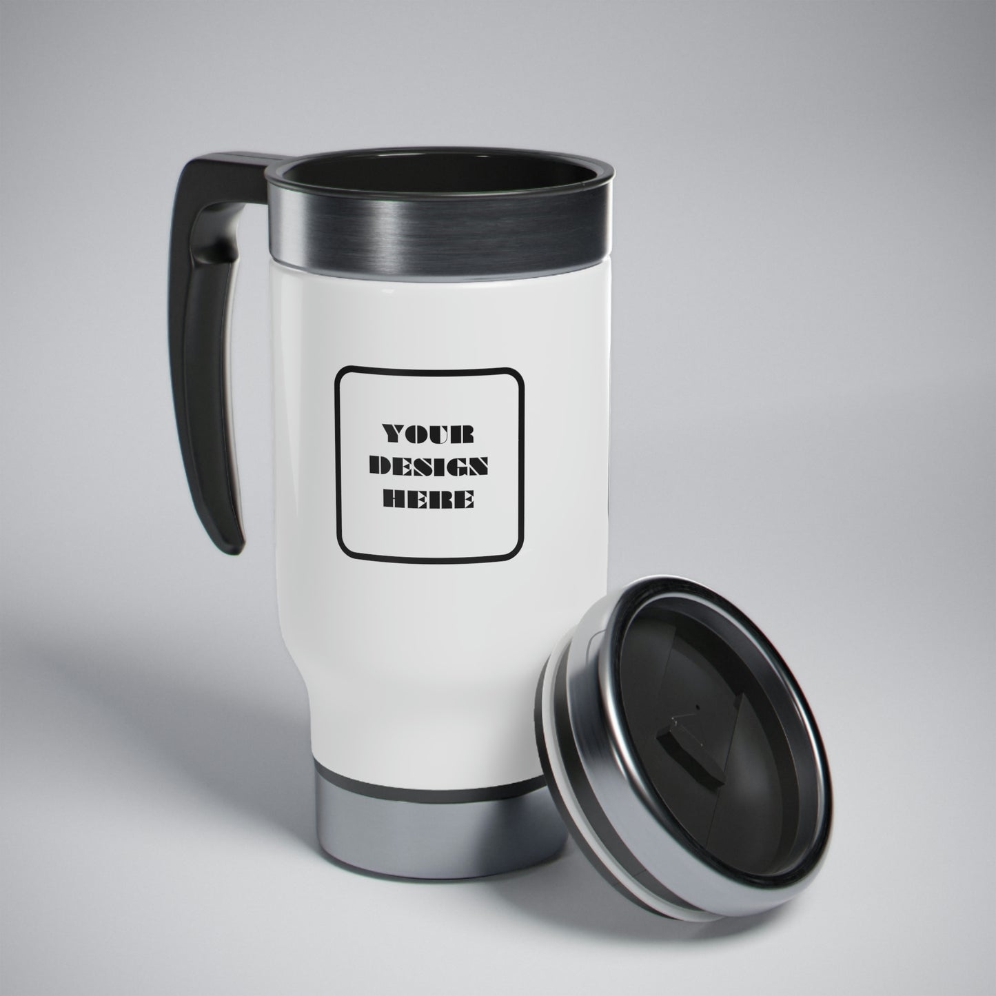 Custom Design Stainless Steel Travel Mug with Handle, 14oz