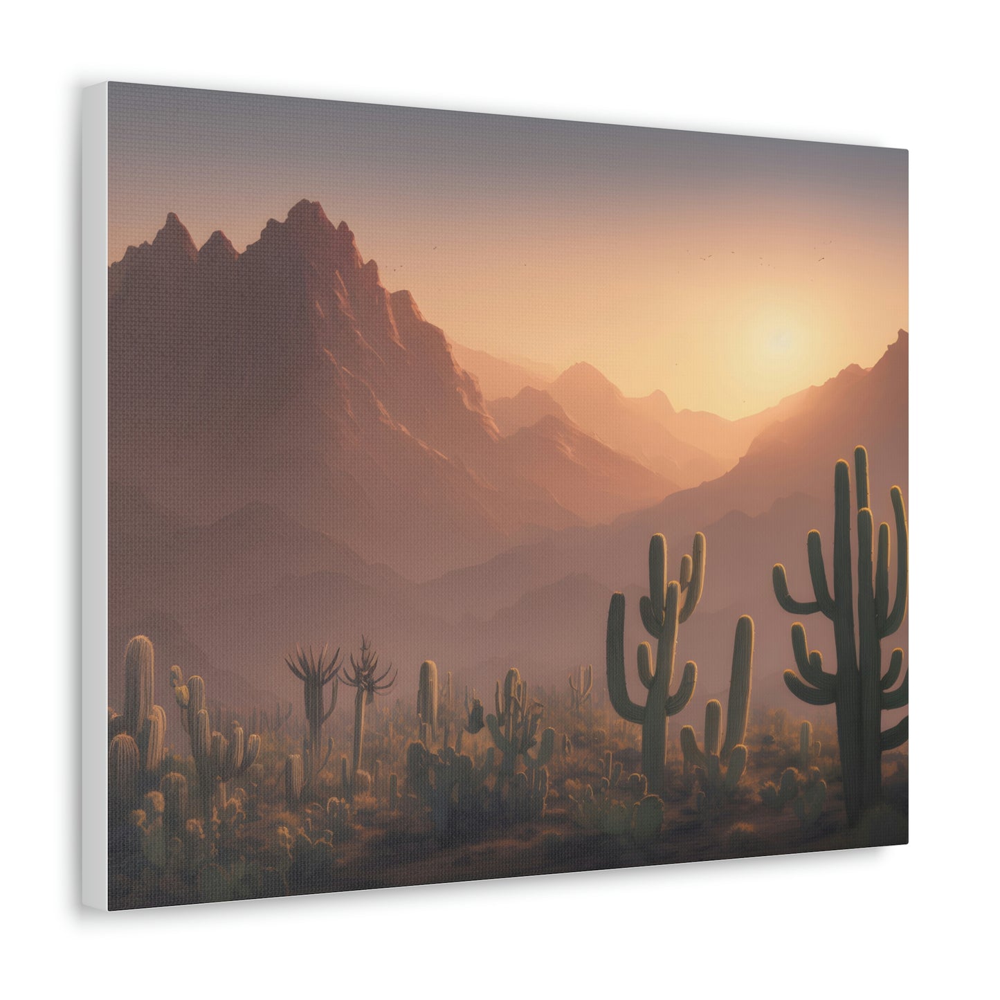 Vintage Desert and Mountain Landscape Canvas Print